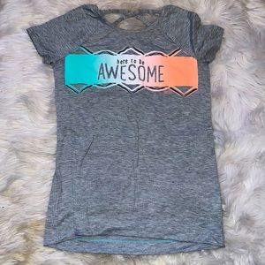 Justice Criss Cross Back “Here To Be Awsome” T-Shirt